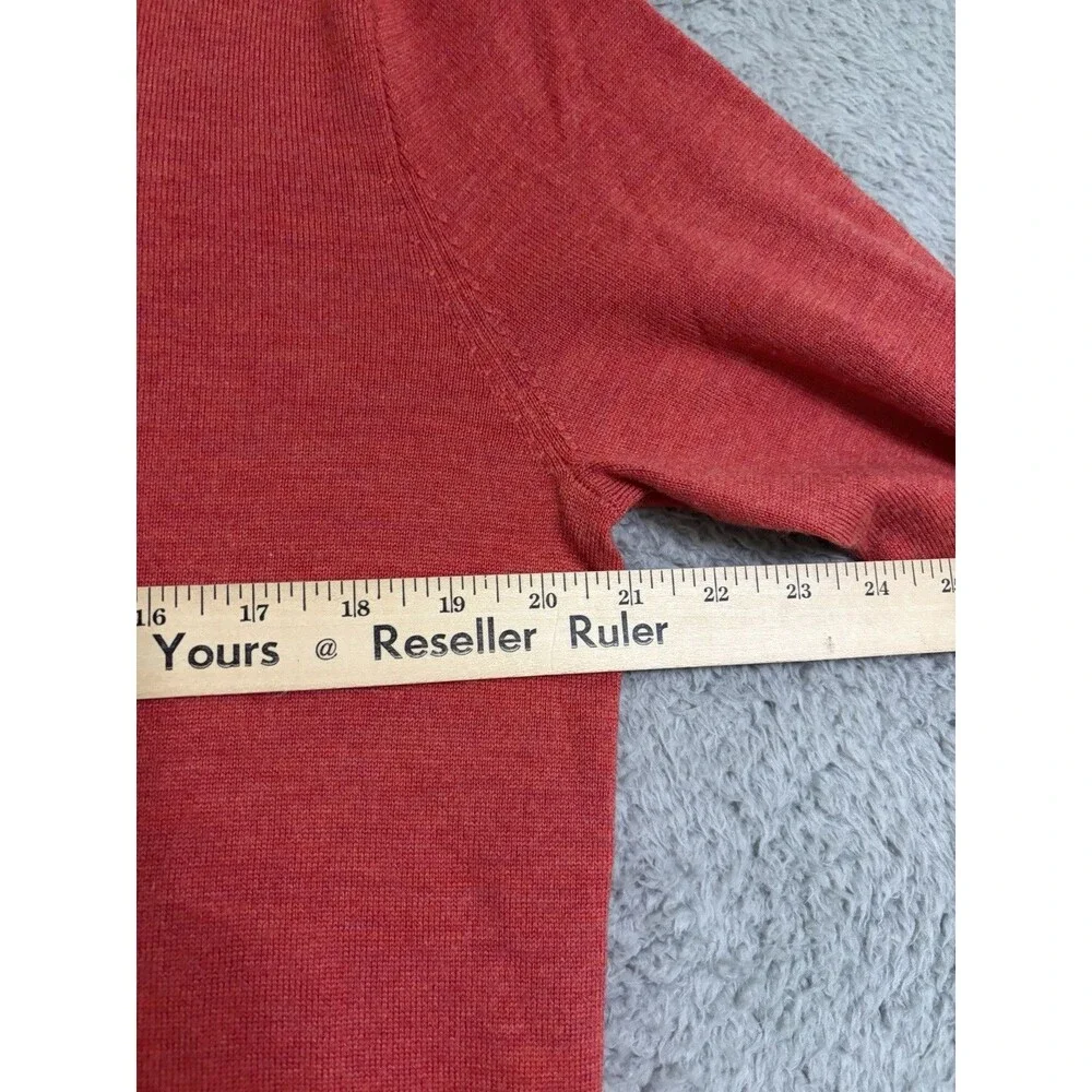 J. Crew Men's Coral Minimalist 100% Merino Wool V-Neck Pullover Sweater Large